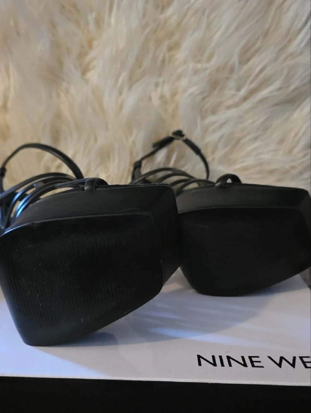 Nine West Black Cage Platform Sandals